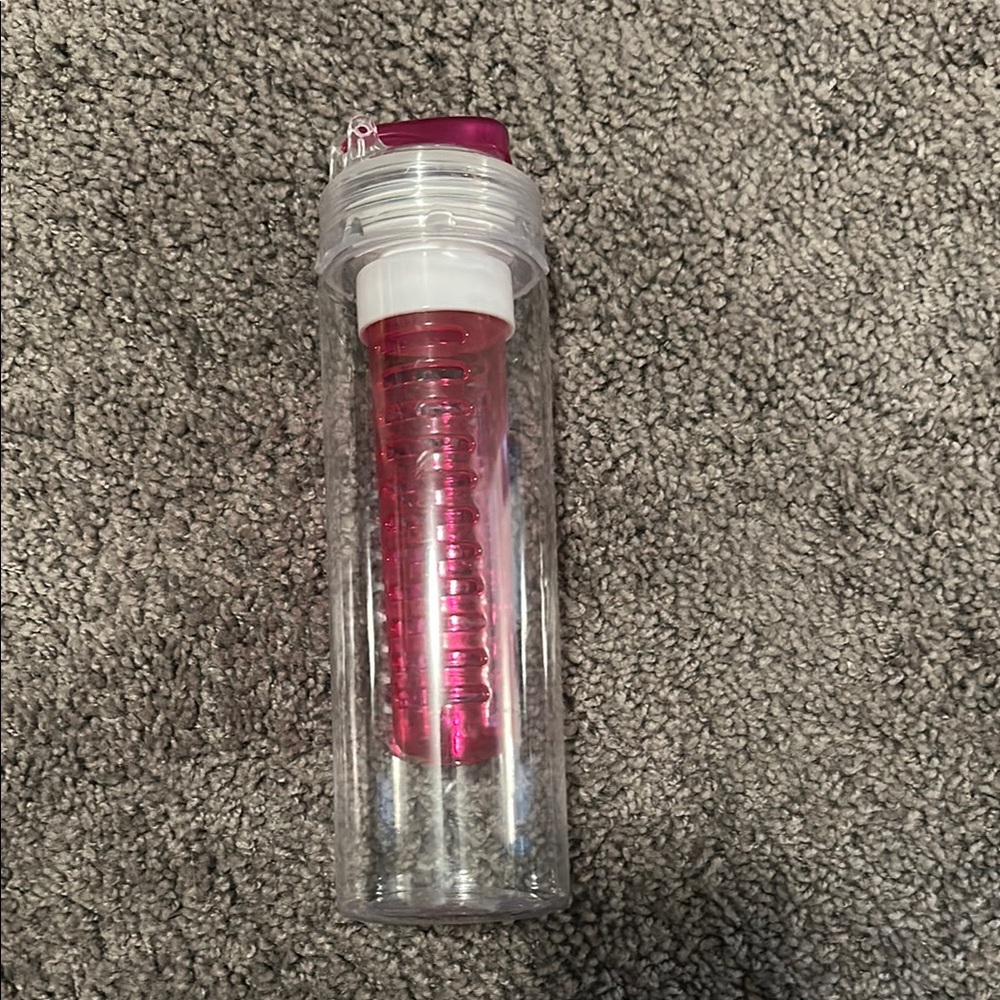 Clear Water Bottle with Pink Infuser